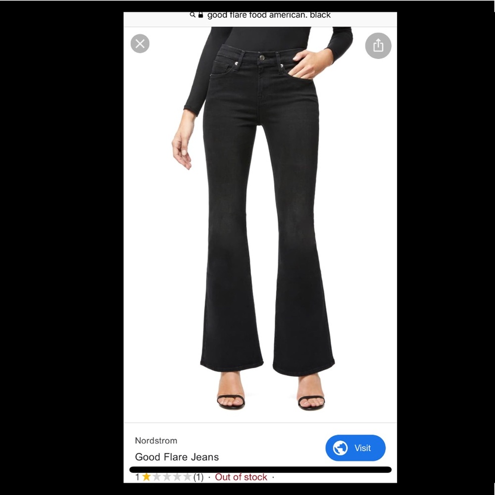 Good american good flare jeans in black worn once!